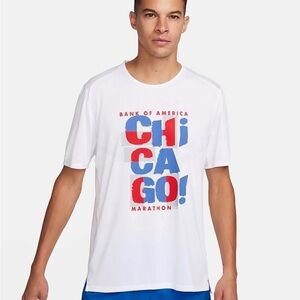 Nike White Chicago Marathon Tee with Red and Blue Graphics